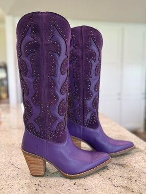 Dingo Gorgeous Purple Suede & Leather Western Cowboy Boots "NEW"